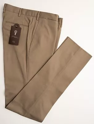 NWT Men's PT01 Jacques Montgolfier Tan Twill Cotton Dress Pants 32 (EU 48) • $124.99