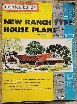 New Ranch Type House Plans 1954 Mid Century Modern Home Floor Plan Architecture • $25