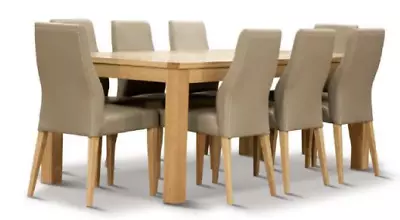 Valance Solid Messmate 9 Pce Dining Set Natural Dining Table  8 Silver Chairs   • $3315
