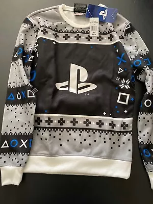 $22 • Buy PlayStation Christmas Ugly Holiday Sweater New Mens Small Black Gray PS