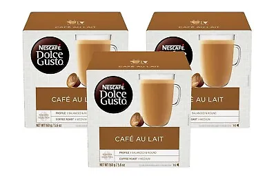 Nescafe Dolce Gusto Coffee Pods Cafe Au Lait 16 Count Pack Of 3 - USA • $38.31