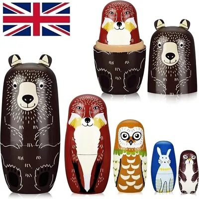 Wooden Bear Animals Matryoshka Russian Nesting Dolls Stacking Doll Set Kids Gift • £10.95
