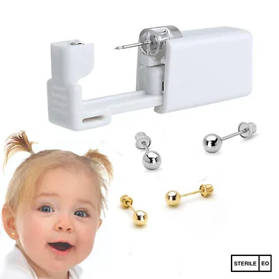 Ear Piercing Kit - Children Silver Gold Short Post Stud Earring Gun Home Self • £1.99