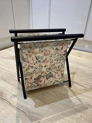 Vintage Retro Floral Fabric Magazine Rack Holder Stand Folds Flat LightWeight VG • £18