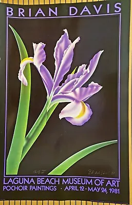 BRIAN DAVIS Iris V 24 X 36 Purple Iris Print Laguna Beach Museum Print Vintage • $85