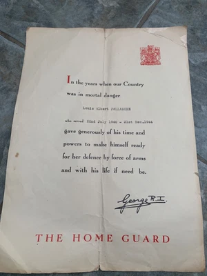 £9.99 • Buy Ww2 Home Guard Certificate Official Government 