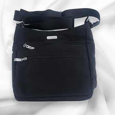 BAGGALLINI Classic Essential Crossbody Bag Black Nylon 2 Zip Travel Purse 9 X 10 • $29.95