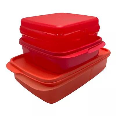 Tupperware Lunch-It Containers And Sandwich Keeper Set Of 3  Red • $25.99