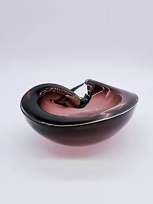 Vintage Murano Art Glass Geode Cranberry Ashtray Candy Dish • $29.99