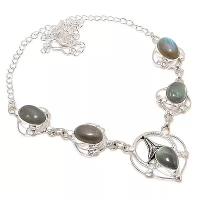 Labradorite Gemstone Handmade 925 Sterling Silver Jewelry Necklace Size 18  • £9.37