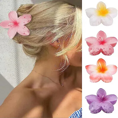 6PCS Flower Hair Claw Clips Hawaiian Flower Hair Claw Clips Hair Hold Jaw Clip • £6.77