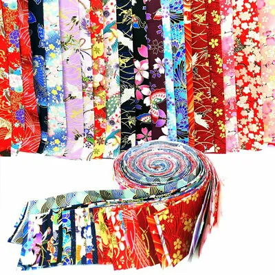 10/40Pcs Japanese Cotton Fabric Strips Jelly Roll Patchwork Clothing Sewing DIY • £12.06