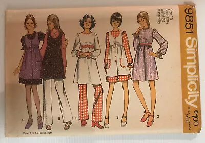 Simplicity 9851 Vintage 70s Sewing Pattern MATERNITY Clothes Size: 10 • $18