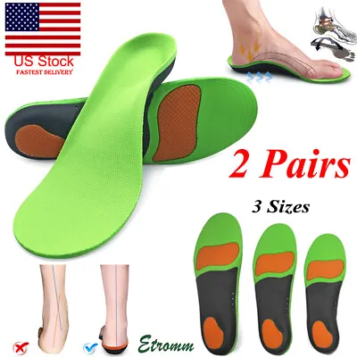 2 Pairs Orthotic Shoe Insoles Inserts Flat Feet High Arch Support For Fasciitis • $15.89
