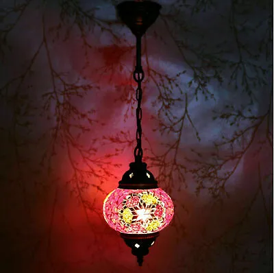 Turkish Moroccan Style Mosaic Multicolour Hanging Lamp Light Medium Globe • $55.79