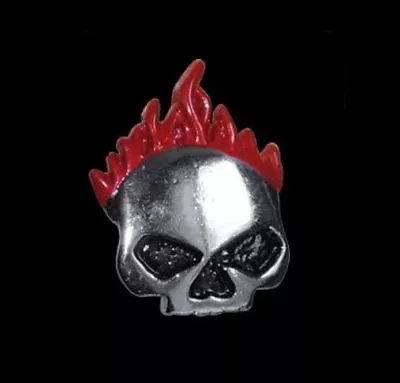 $9.25 • Buy Pewter Skull With Flames Vest Jacket Pin Made In USA Biker Hat Pin  