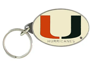 University Of Miami Hurricanes NCAA Logo Pewter / Enamel Key Chain • $7.15