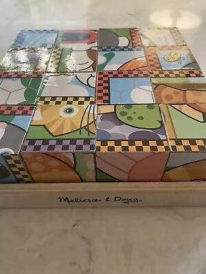 Wooden Childs Kid 6-in-1 Cube Puzzle  Melissa & Doug  Pets/Animals Blocks W/Tray • $14.50