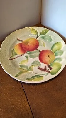Majolica Fruit Plate 8 1/2  Wide Some Light Crazing Vg Used Condition • $18