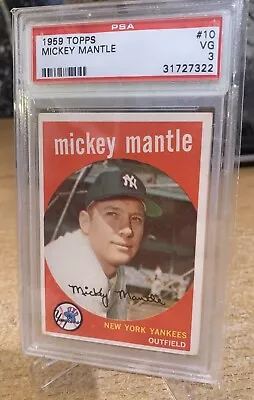 ⬛️🔥Mickey Mantle🔥⬛️1959 Topps #10 PSA 3 Must See Yankees • $300