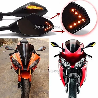 Matte Black Motorcycle LED Turn Signal Mirrors For Yamaha YZF R6 YZF600 FZR600 • $39.44