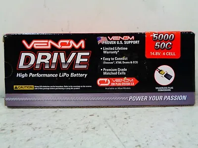 Venom 14.8V 5000mAh 4S 50C DRIVE Hardcase LiPo Battery: UNI 2.0 Plug VNR15031 • $79.99