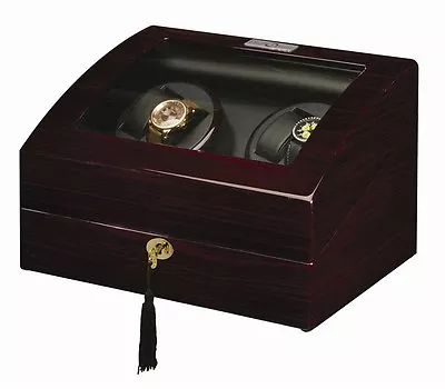 Diplomat Gothica Ebony Wood Quad Watch Winder Box With Black Leather Interior • $239