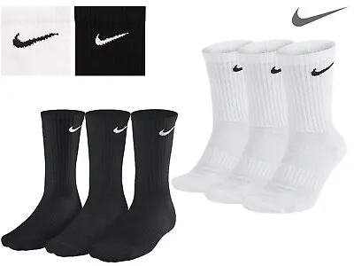 Nike Crew Socks Unisex Essentials Sports Training Lightweight Gym 3 Or 6 Pairs   • £10.95