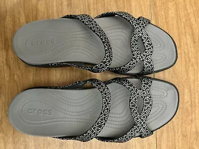 Crocs Disney Meleen Twist Mickey Mouse Slide Sandal Womens Sz 11 Black/Silver • $36.95