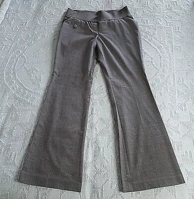 Liz Lange Size 6 Maternity Plaid Slacks 30 X 30 Brown Tan Under Belly Satin Band • $14.25