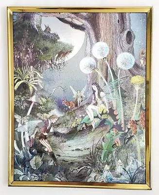 Vintage Dufex Foil Art Print Fantasy Fairy “ The First Meeting  #6069 Framed USA • $20.35