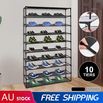 $24.79 • Buy UP TO 50 Pairs Shoe Rack 10 Tier Shelves Shoes Cabinet Storage Steel Stand Racks