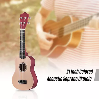 21 Inch Colored Acoustic Soprano Ukulele Ukelele Uke Kit Basswood With B6K0 • $58.04