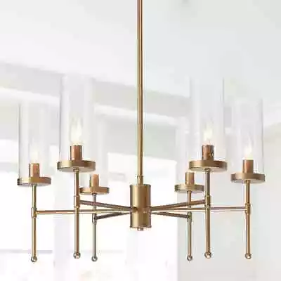 LNC Gold Modern Chandelier 6-Light Dining Room Chandelier-Seeded Glass Shade • $199.74