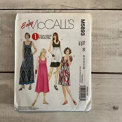 McCall's 5893 Sewing Pattern Maxi Midi Dress Empire Waist Misses Size 8-16 UNCUT • $7.43