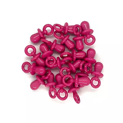 20 X Pink Dummy Charms Jewellery Crafts Baby Shower Favours Dummy Clips • £2.95