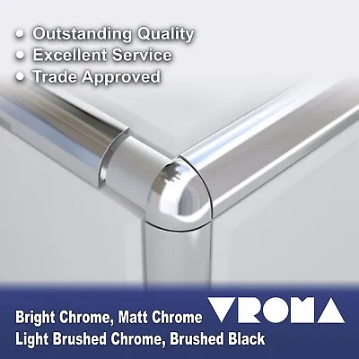 Vroma Round/Quadrant Tile Trim EXTERNAL Silver / Coloured  CORNER PIECE SINGLES • £4.50