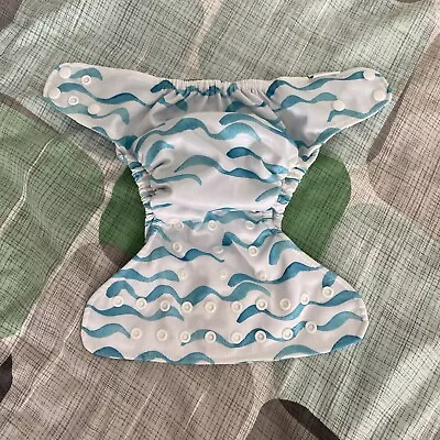 Blue Waves Bare & Boho Modern Cloth Nappy (MCN) Snaps OSFM VGUC Shell • $3.99