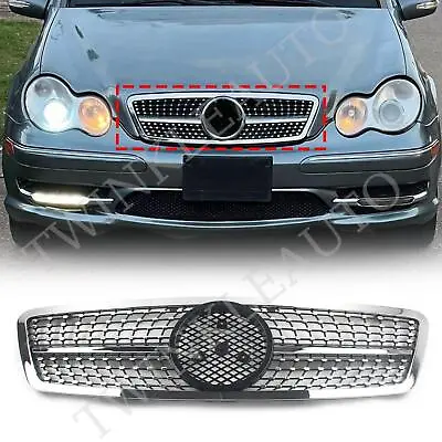 For Mercedes-Benz C Class W203 2000-2006 Front Bumper Grille Grill Chrom • $98.70