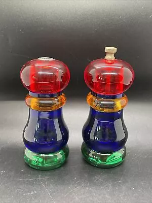 Vintage Olde Thompson 5” Sunset Fiesta MultiColor Pepper Mill & Salt Shaker Set • $24.50