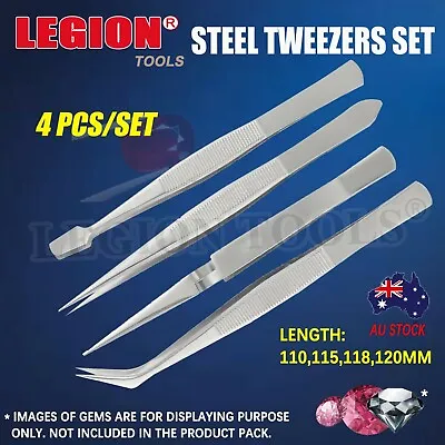 $4.60 • Buy Tweezers 4PCs Set Steel Beads Tool Craft Hobbies Sewing Tweezer