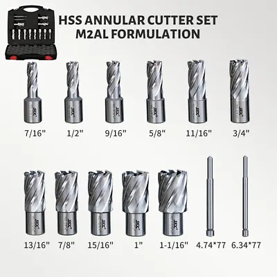 US Stock 1  HSS Annular Cutter Set 13pcs For Mag Drill Press 7/16 To 1-1/16 Dia • $160.55