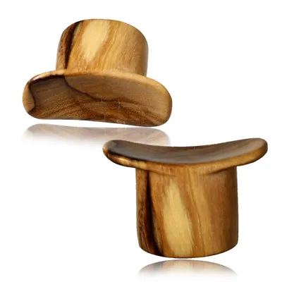 Single CONCAVE OLIVE WOOD LABRET PLUGS LIP GAUGES GAUGE ORGANIC PLUG • $12.99