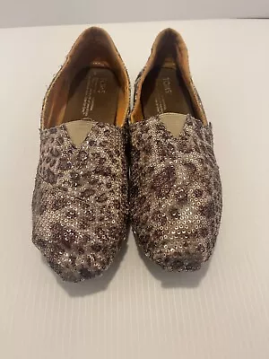 Women’s Toms Leopard Cheetah Sequin Classic Flat Shoes Nieman Marus Size 9 • $35