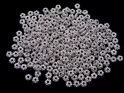 £3.59 • Buy 200 Pcs Tibetan Silver 6mm Daisy Spacer Beads Bead Jewellery Findings E64