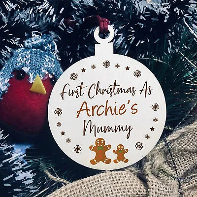 First Christmas As A Mummy Wood Bauble PERSONALISED New Baby Gift Keepsake • £4.99