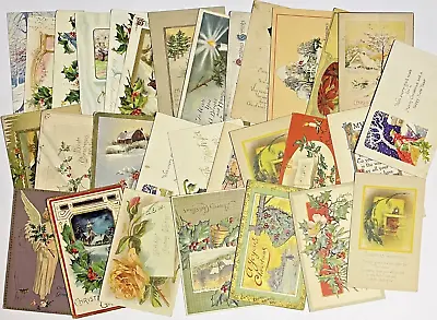 Vintage Christmas Postcards For Crafters Junk Journals Lot Of 30 XMAS READ ~JJ06 • $24.95