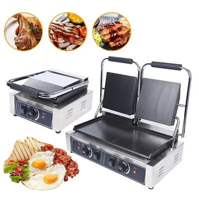 $270.05 • Buy Commercial Sandwich Press Grill Griddle Panini Maker Smooth Flat Surface Steak
