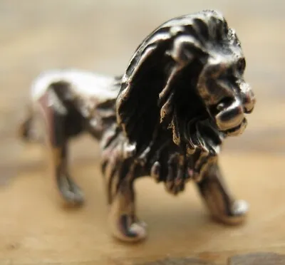 A Sweet Real Solid Silver 925 Miniature Lion Statue Figure - Animals Wildlife • £7.25