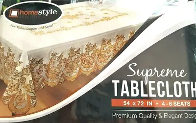 Lace Tablecloth Cream Gold Vinyl Plastic Cover Banquet Party Dinning Table Cloth • $22.39